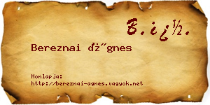 Bereznai Ágnes névjegykártya